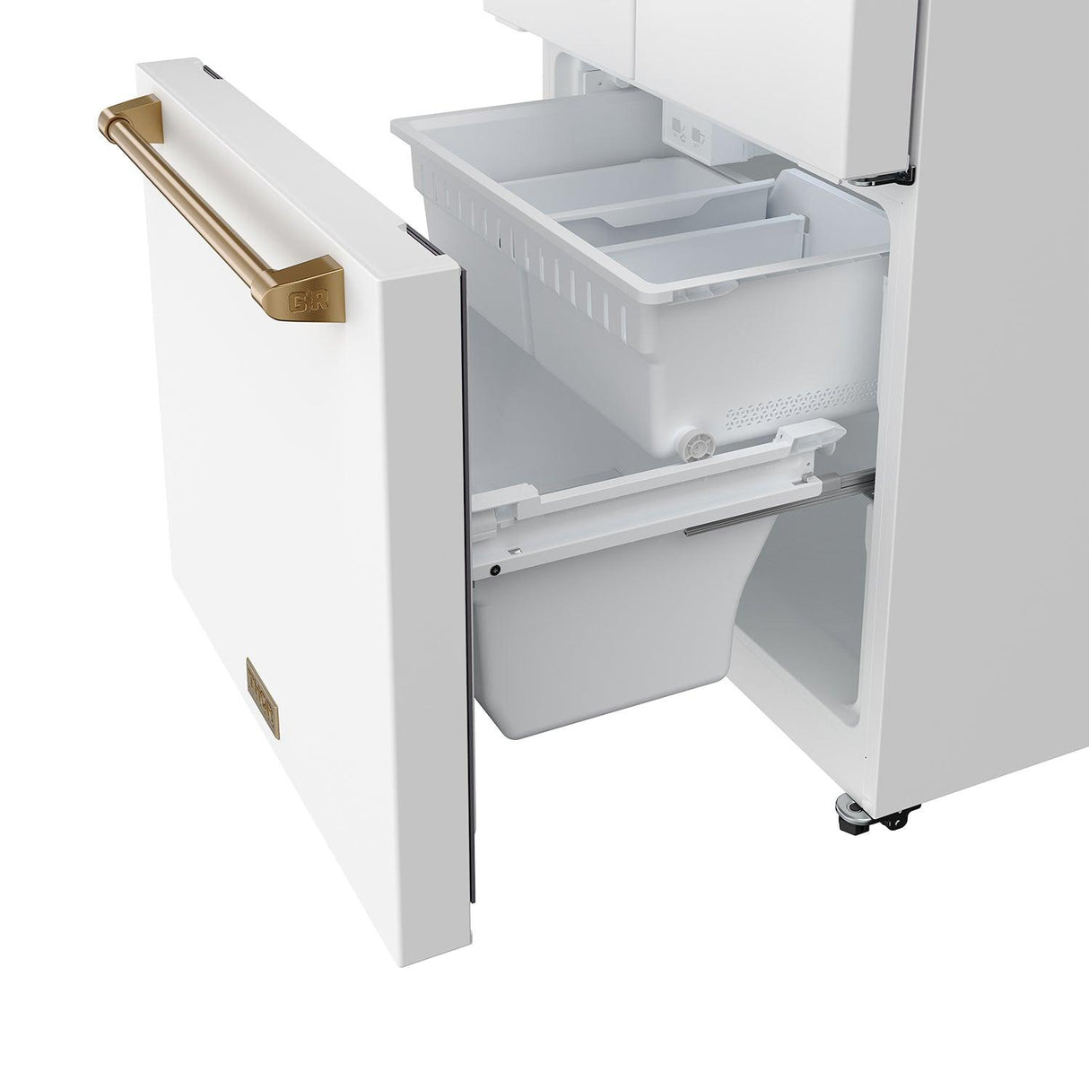 30 Inch French Door Counter Depth Refrigerator With Ice Maker - White/bronze  Gordon Ramsay Series