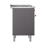 ILVE UN36FQNMPMGPLP Nostalgie II Noblesse 36 inch Dual Fuel Range (Liquid Propane, Solid Door, Graphite Matte, Copper)