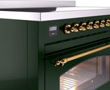 Nostalgie II 48 Inch Electric Freestanding Range in Emerald Green with Brass Trim