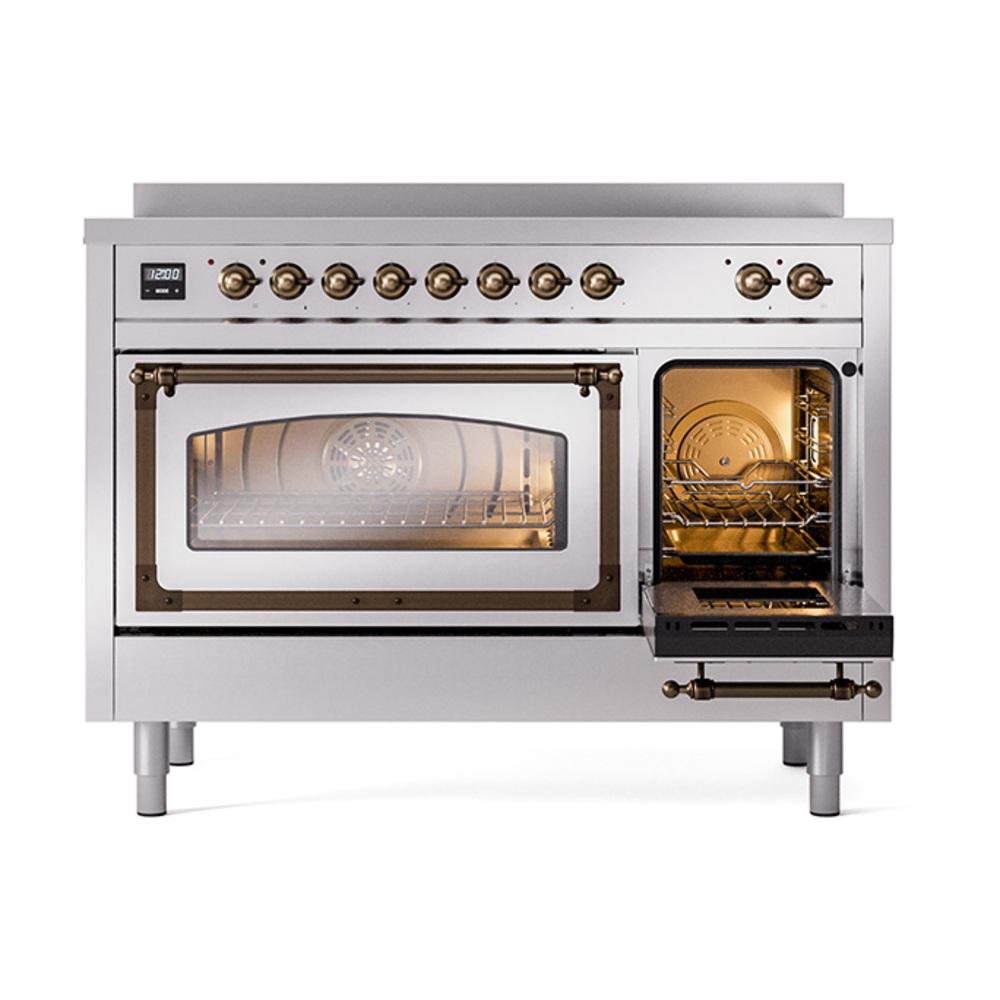 ILVE UNI486NMPSSB Nostalgie II Noblesse 48 inch Induction Range (Triple Glass Door, Stainless Steel, Burnished)