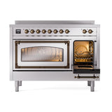ILVE UNI486NMPSSB Nostalgie II Noblesse 48 inch Induction Range (Triple Glass Door, Stainless Steel, Burnished)