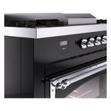 ILVE UN60FSNMPBKCLP Nostalgie II Noblesse 60 inch Dual Fuel Range (7 Sealed Burners + Griddle + French Top, Liquid Propane, Triple Glass Door, Glossy Black, Chrome)