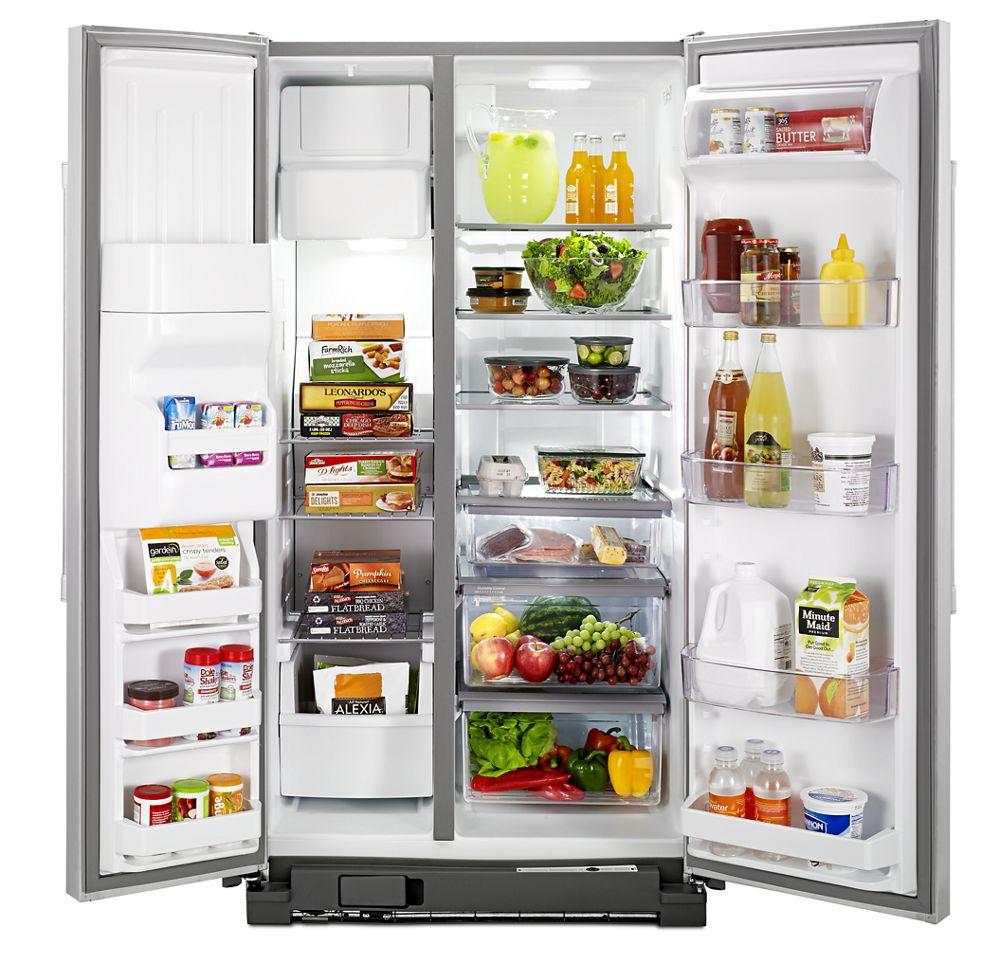 36-inch Wide Side-by-Side Refrigerator with External Ice and Water - 25 cu. ft.