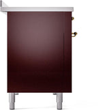Nostalgie II 48 Inch Electric Freestanding Range in Burgundy with Brass Trim