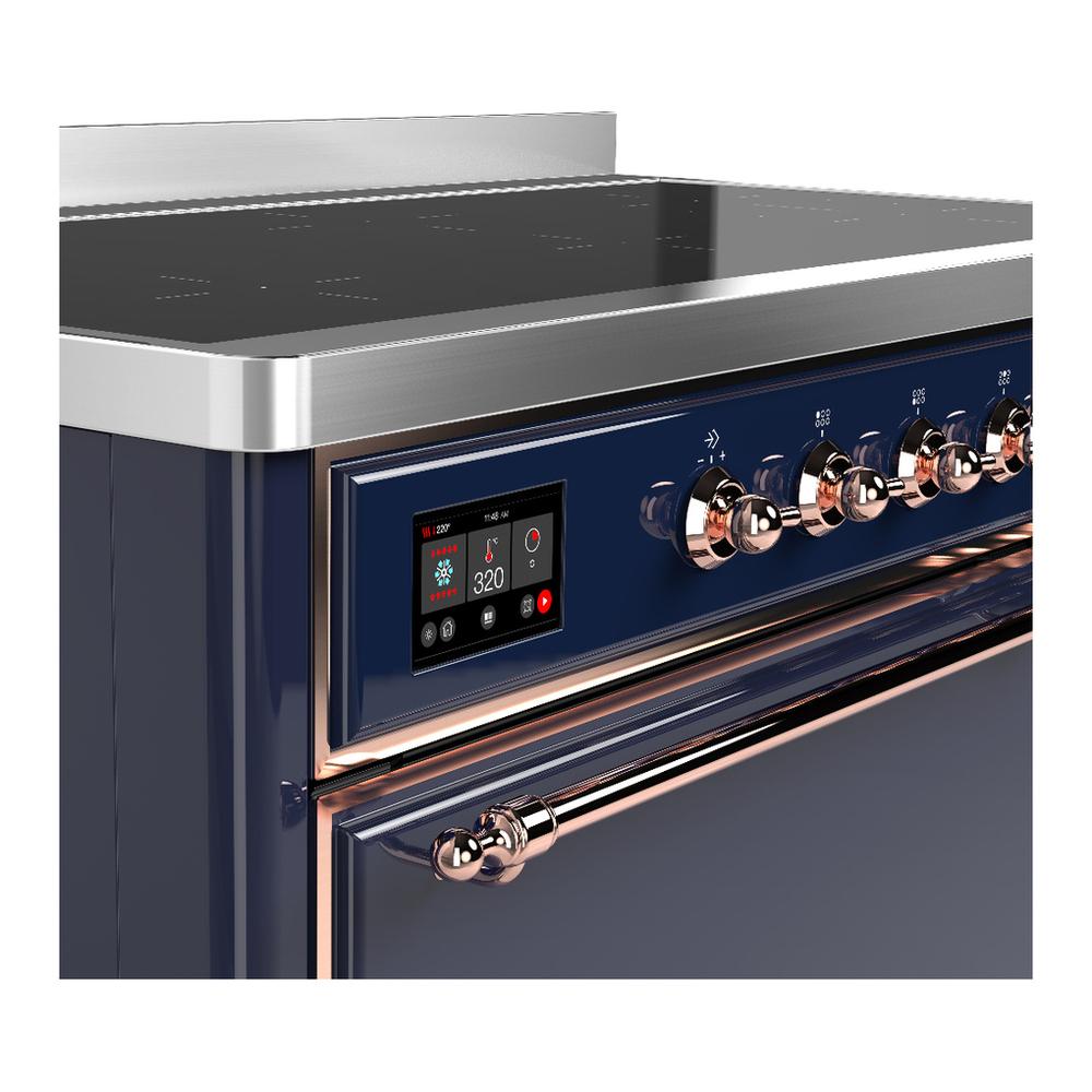ILVE UMIB48QNR3MBP Majestic III 48 inch Induction Range with 6 Elements, 5.02 cu. ft. Total Oven Capacity (Solid Door, Midnight Blue, Copper)