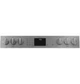 Café™ 30" Smart Slide-In, Front-Control, Gas Double-Oven Range with Convection in Platinum Glass