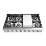 ILVE UHCP48FNSSC Nostalgie II 48 inch Built-In Gas Rangetop with Griddle, in Stainless Steel (Natural Gas, Chrome)
