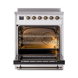 ILVE UNI304QNMPWHB Nostalgie II Noblesse 30 inch Induction Range (Solid Door, White, Burnished)