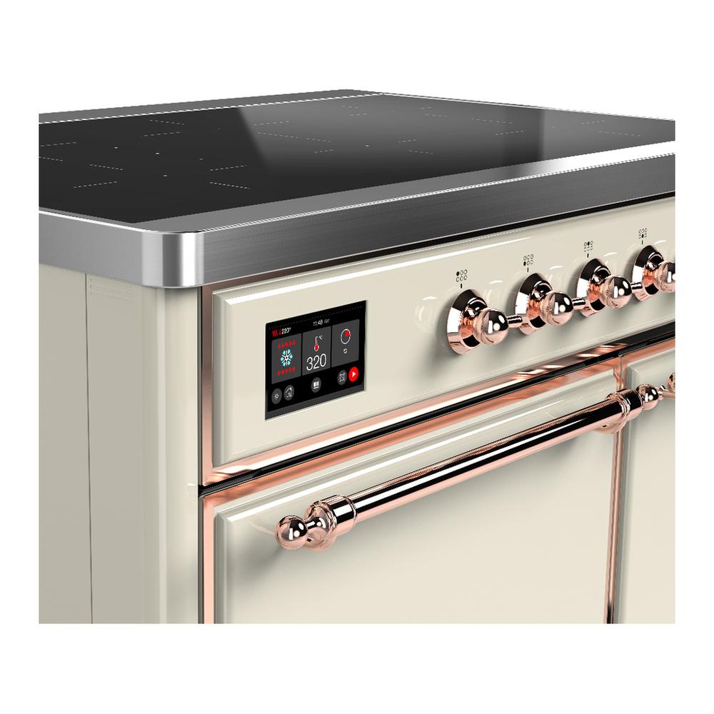 ILVE UMDIB40QNR3AWP Majestic III 40 inch Induction Range with 6 Elements, 3.82 cu. ft. Total Oven Capacity (Solid Door, Antique White, Copper)