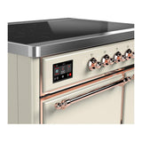 ILVE UMDIB40QNR3AWP Majestic III 40 inch Induction Range with 6 Elements, 3.82 cu. ft. Total Oven Capacity (Solid Door, Antique White, Copper)