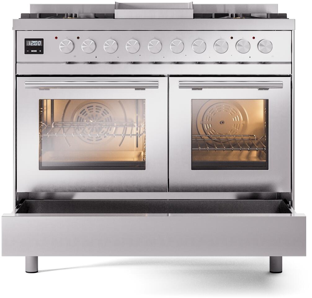 Professional Plus II 40 Inch Dual Fuel Natural Gas Freestanding Range in Stainless Steel with Trim