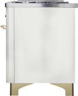 Majestic II 48 Inch Dual Fuel Natural Gas Freestanding Range in White with Brass Trim