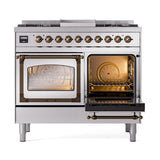ILVE UND40FNMPSSBLP Nostalgie II Noblesse 40 inch Dual Fuel Range (Liquid Propane, Triple Glass Door, Stainless Steel, Burnished)