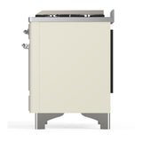 ILVE UM60FNR3AWCLP Majestic III 60 inch Dual Fuel Range with 9 Burners and Griddle, Dual Function Burner up to 25,000 BTU (Liquid Propane, Triple Glass Door, Antique White, Chrome)