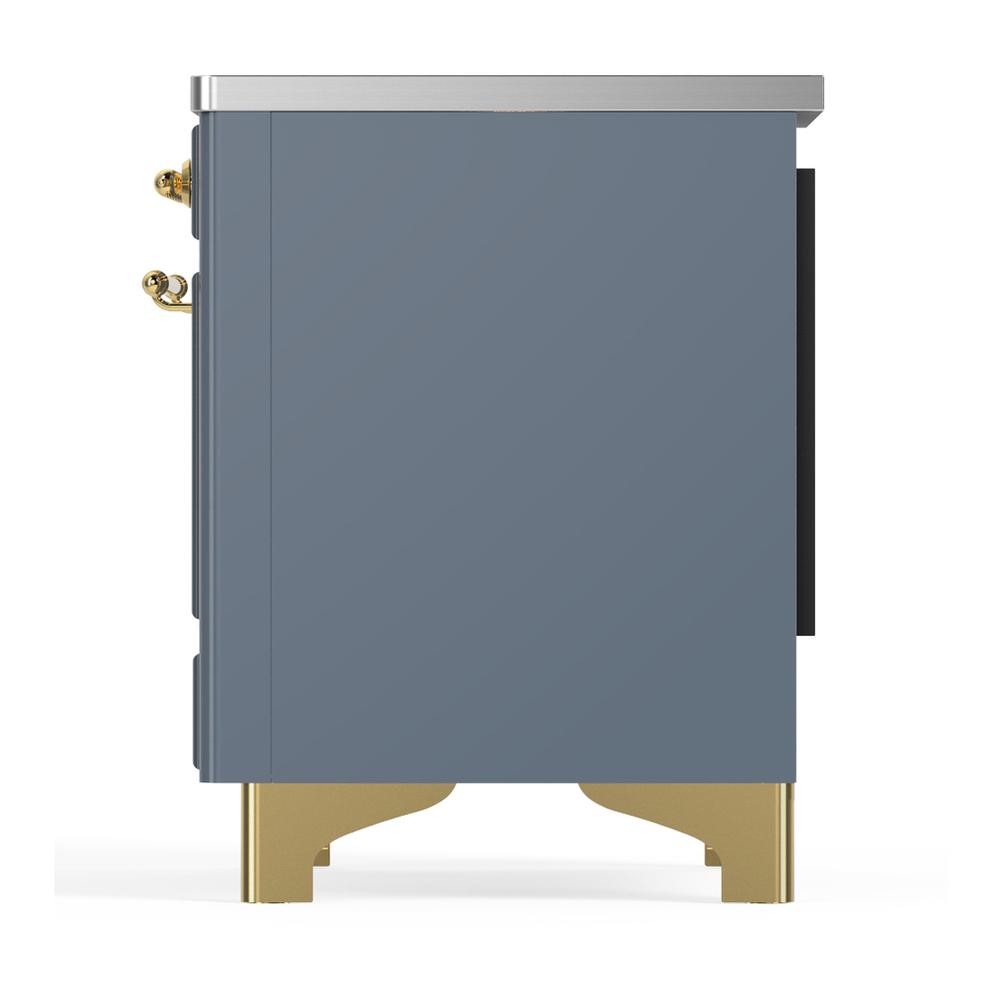ILVE UMDIB40NR3BGG Majestic III 40 inch Induction Range with 6 Elements, 3.82 cu. ft. Total Oven Capacity (Triple Glass Door, Blue Grey, Brass)