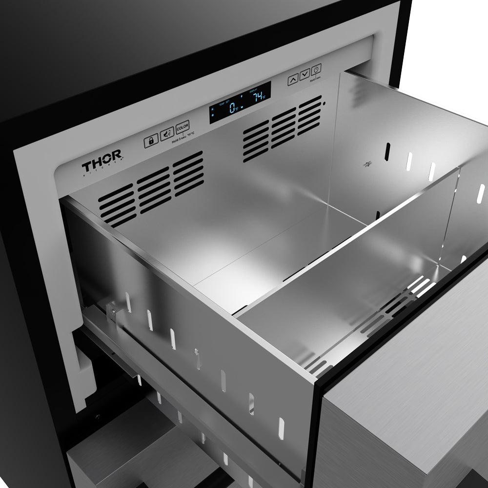 24 Inch Undercounter Built-in / Freestanding Drawer Freezer - Stainless Steel/black  Gordon Ramsay Series