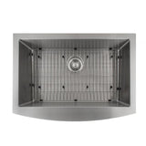 ZLINE 30 in. Zermatt Farmhouse Apron Mount Single Bowl Stainless Steel Kitchen Sink with Bottom Grid (SAS-30)