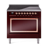 ILVE UNI366QNMPBUP Nostalgie II Noblesse 36 inch Induction Range (Solid Door, Burgundy, Copper)