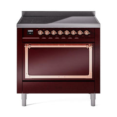 ILVE UNI366QNMPBUP Nostalgie II Noblesse 36 inch Induction Range (Solid Door, Burgundy, Copper)