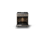 30"W. Dual Fuel Range (Finish: Nantucket, Trim: Polished Chrome, Fuel: Natural Gas)