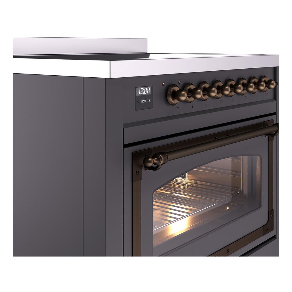 ILVE UNI366NMPMGB Nostalgie II Noblesse 36 inch Induction Range (Triple Glass Door, Graphite Matte, Burnished)