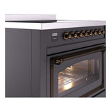 ILVE UNI366NMPMGB Nostalgie II Noblesse 36 inch Induction Range (Triple Glass Door, Graphite Matte, Burnished)