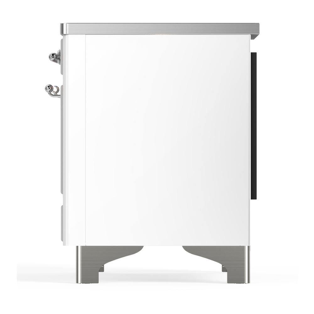 ILVE UMDIB40NR3WHC Majestic III 40 inch Induction Range with 6 Elements, 3.82 cu. ft. Total Oven Capacity (Triple Glass Door, White, Chrome)