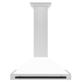 ZLINE 36 in. Autograph Edition Convertible Fingerprint Resistant DuraSnow Stainless Steel Range Hood with White Matte Shell and Champagne Bronze Handle (KB4SNZ-WM36-CB) [Color: Matte Black Accents]