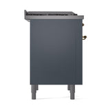 ILVE UN36FQNMPBGG Nostalgie II Noblesse 36 inch Dual Fuel Range (Natural Gas, Solid Door, Blue Grey, Brass)