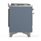 ILVE UM36FNR3BGC Majestic III 36 inch Dual Fuel Range with 6 Black Brass Burners and Griddle, Dual Function Burner up to 25,000 BTU (Triple Glass Door, Blue Grey, Chrome, Natural Gas)