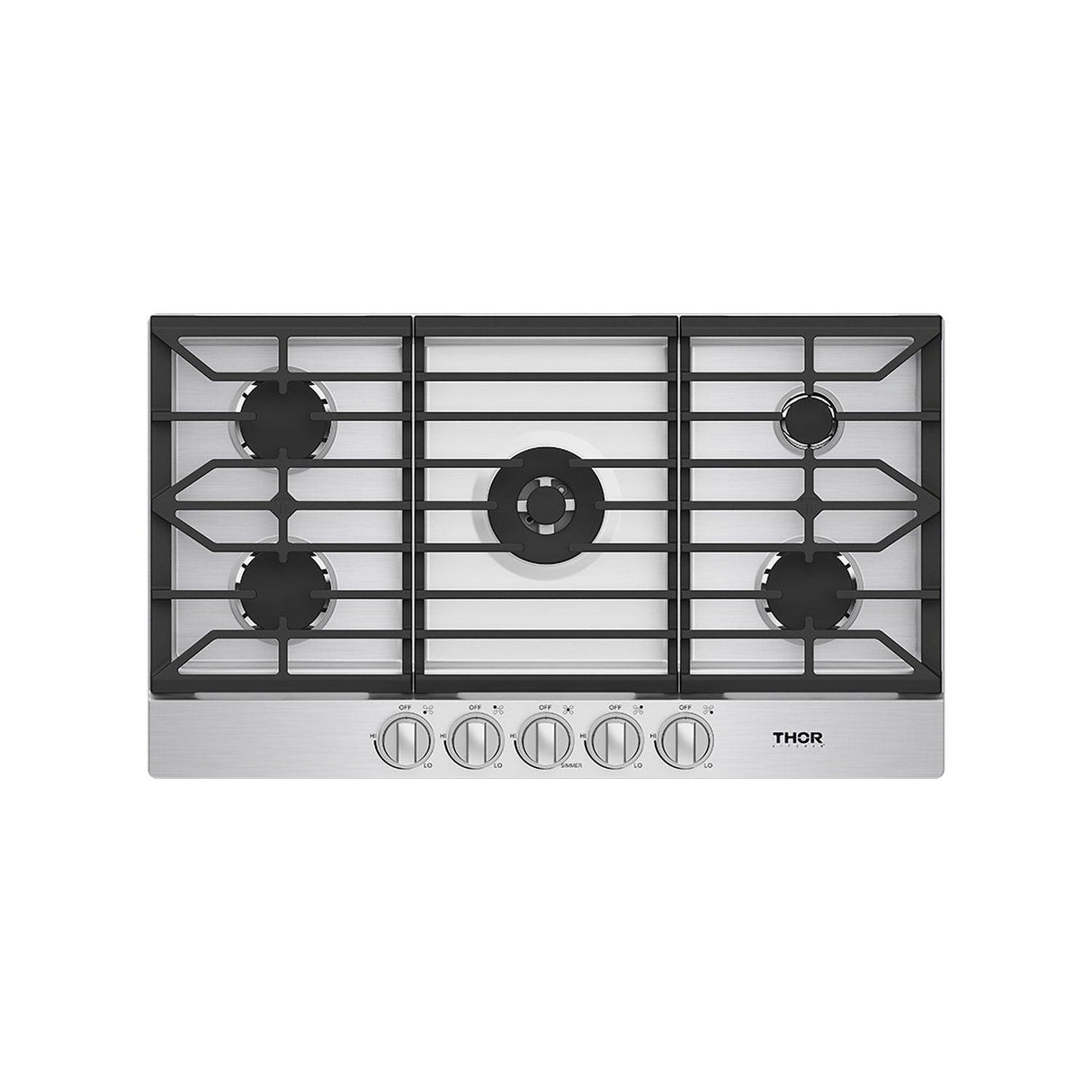 36 Inch Professional Gas Cooktop In Stainless Steel