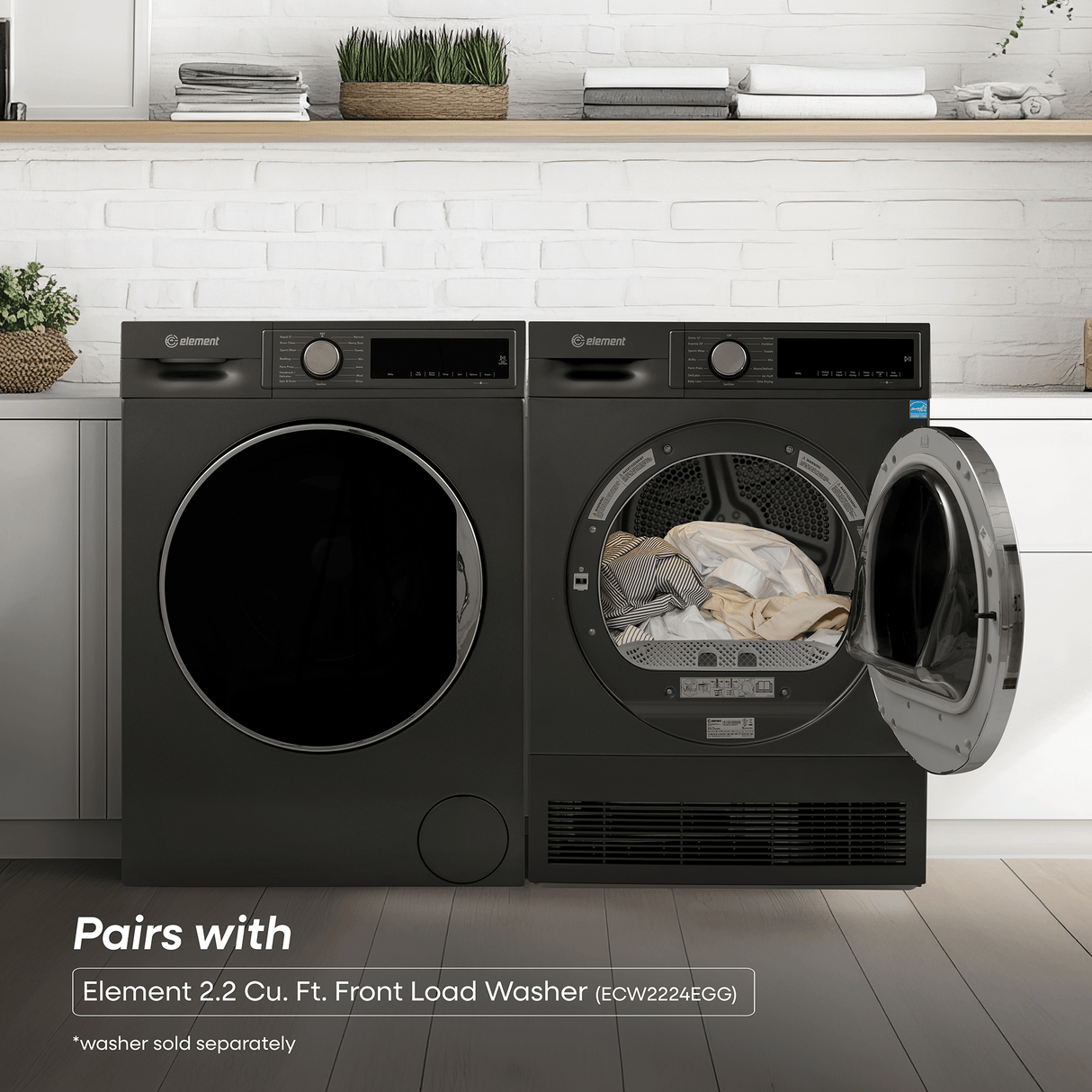 Element 4.0 cu. ft. Front Load Electric Dryer - Gray, ENERGY STAR (ECD4224EGG)