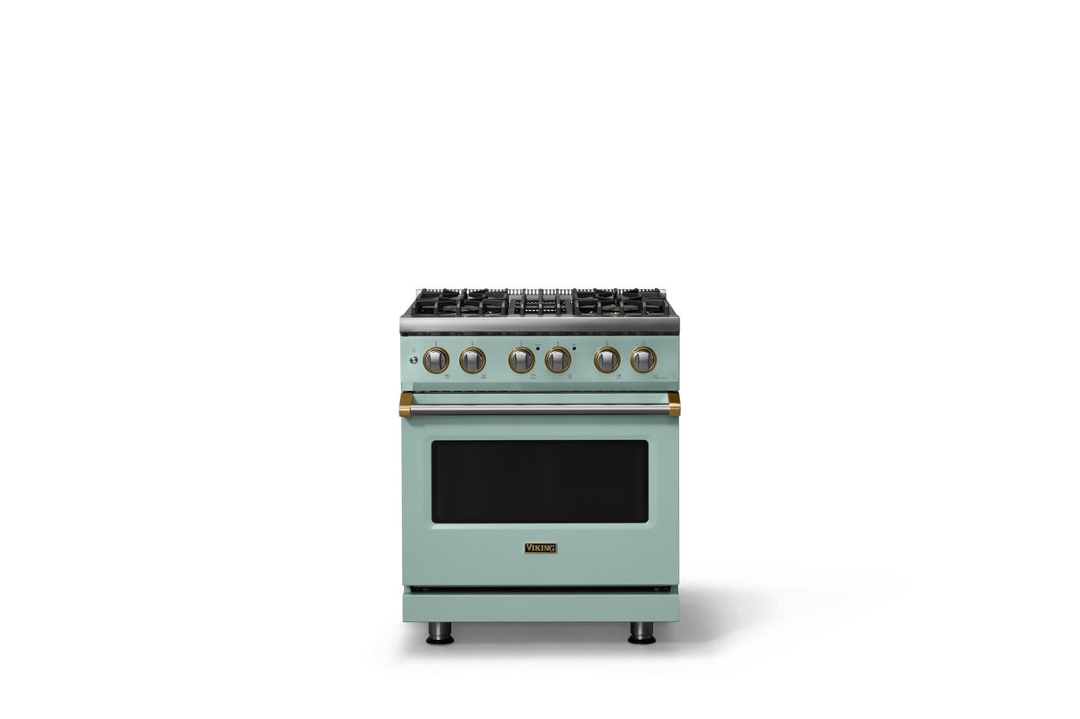 30"W. Dual Fuel Range (Finish: Splash, Trim: Polished Chrome, Fuel: Propane)