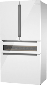 800 Series French Door Bottom Mount Refrigerator, Glass door 36" White, Total No Frost