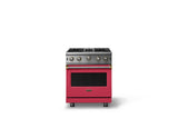 30"W. Open Burner Gas Range (Finish: Valentine, Trim: Brushed Brass, Fuel: Propane)