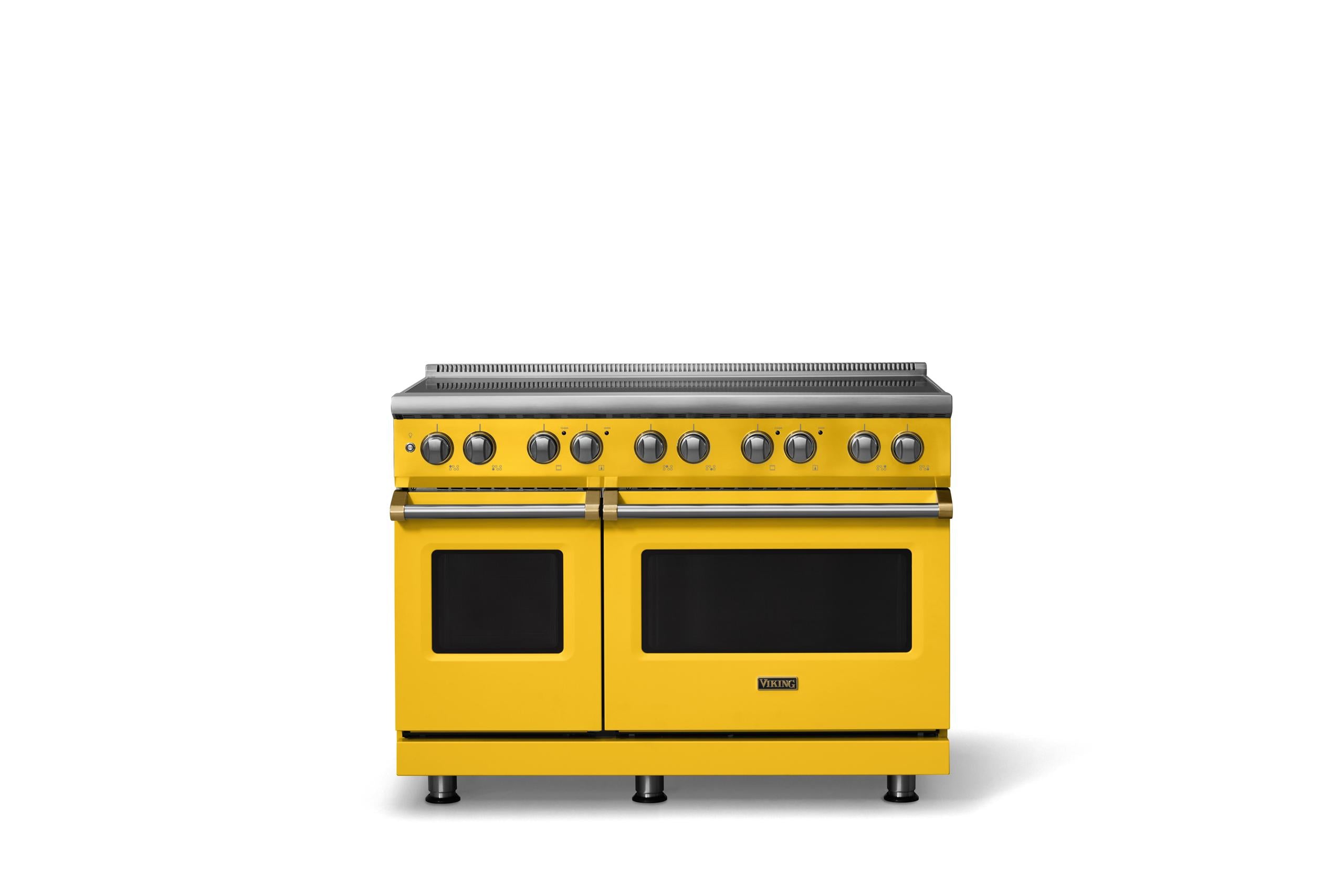 48"W. Induction Range (Finish: Daffodil, Trim: Brushed Brass)