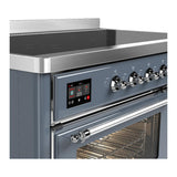 ILVE UMIB48NR3BGC Majestic III 48 inch Induction Range with 6 Elements, 5.02 cu. ft. Total Oven Capacity (Triple Glass Door, Blue Grey, Chrome)