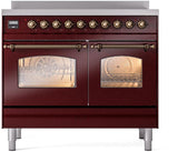 Nostalgie II 40 Inch Electric Freestanding Range in Burgundy with Bronze Trim