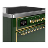 ILVE UMIB36QNR3EGG Majestic III 36 inch Induction Range with 6 Elements, 3.5 cu. ft. Total Oven Capacity (Solid Door, Emerald Green, Brass)