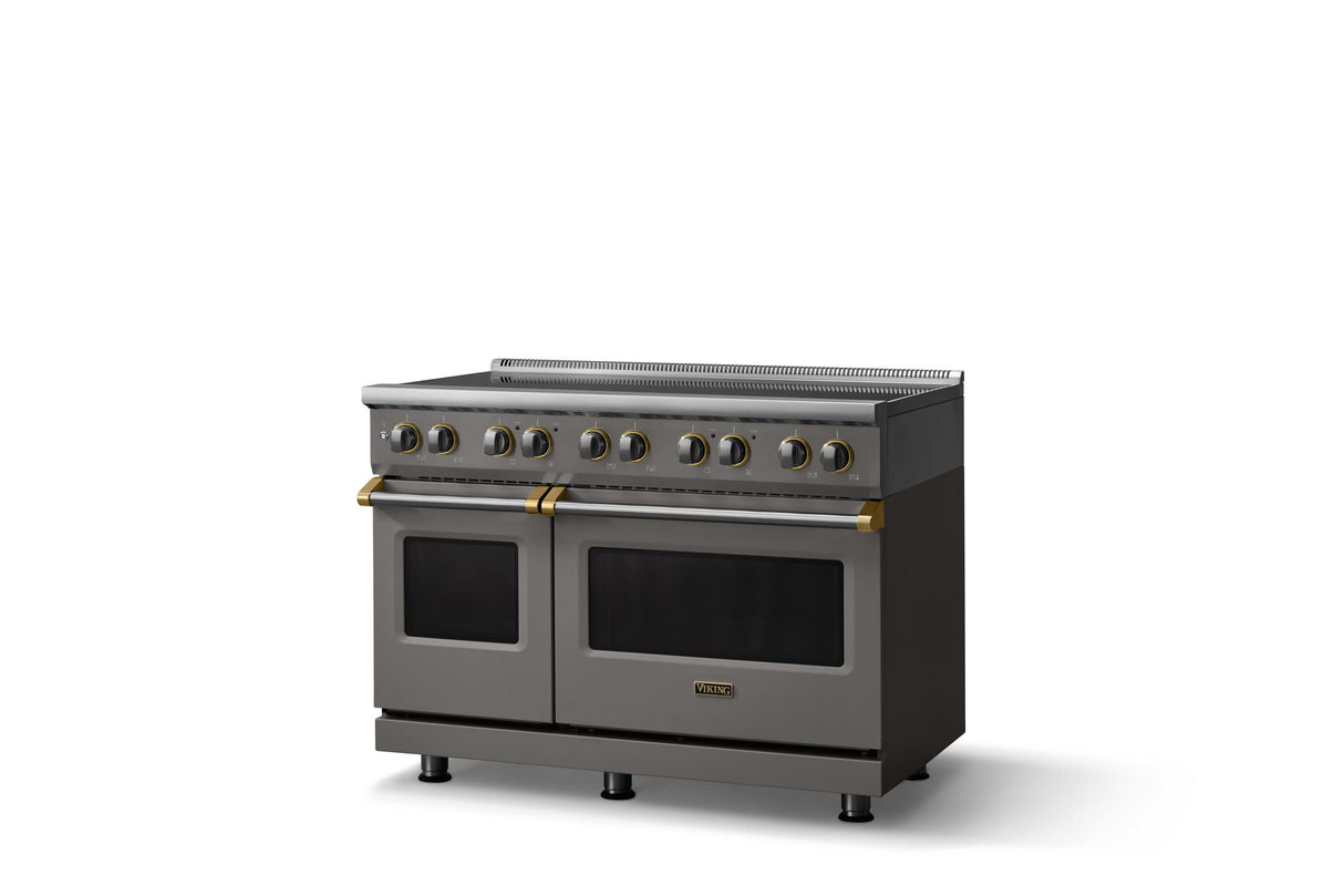 48"W. Induction Range (Finish: Damascus Gray, Trim: Brushed Brass)