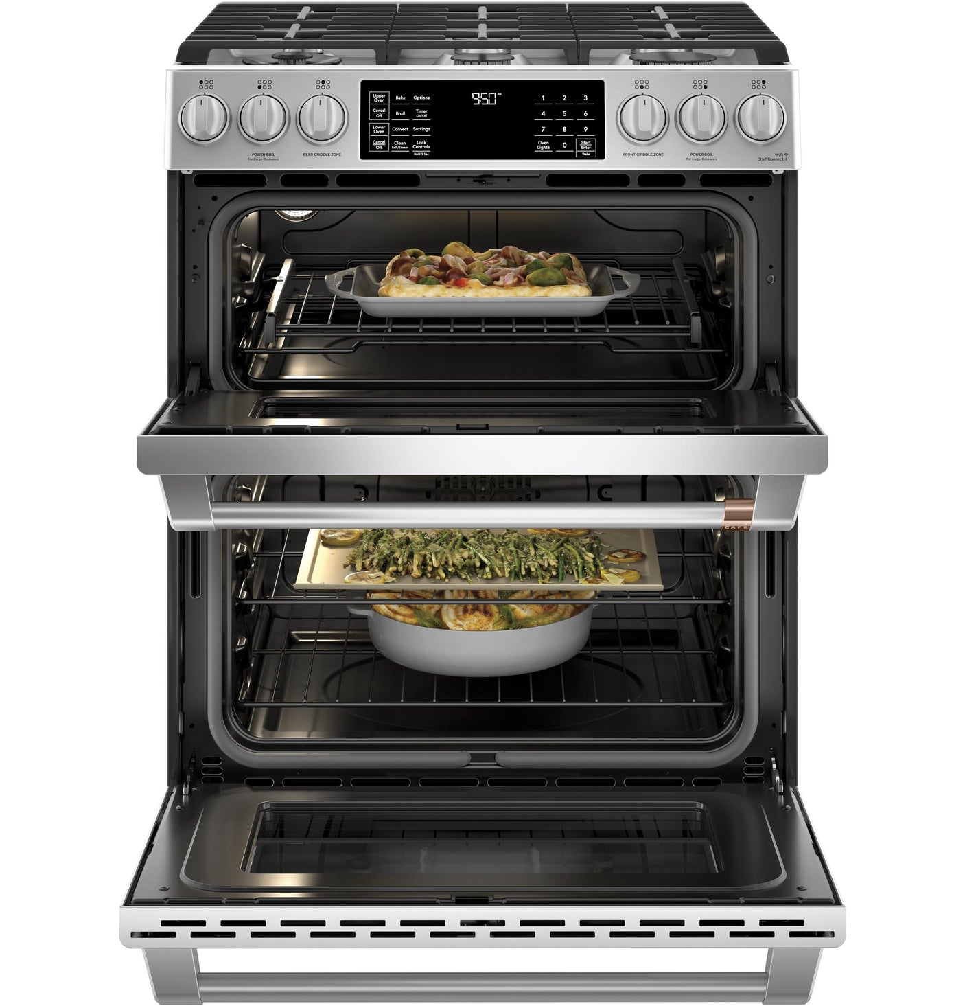 Café 30" Smart Slide-In, Front-Control, Dual-Fuel, Double-Oven Range with Convection