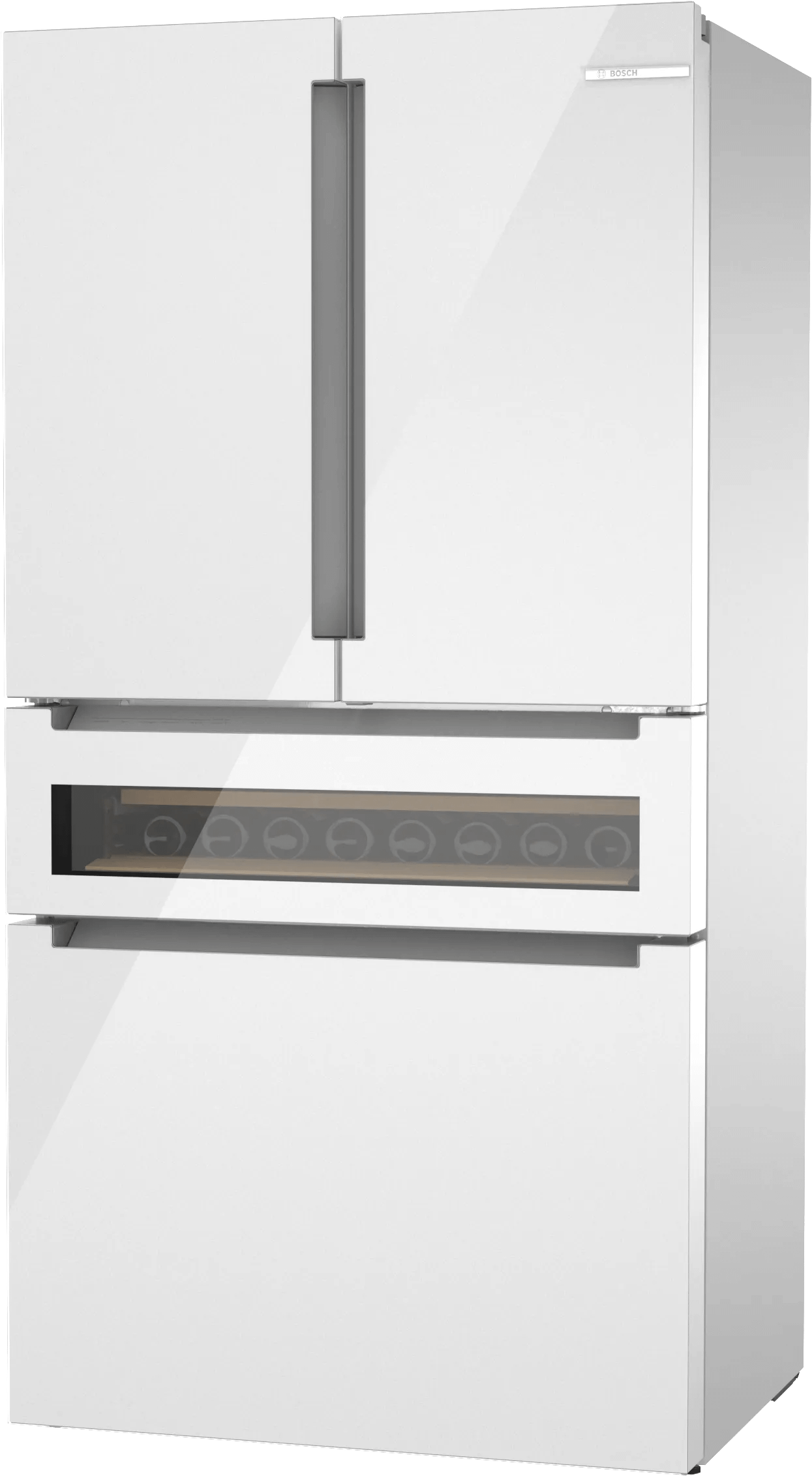 800 Series French Door Bottom Mount Refrigerator, Glass door 36" White, Total No Frost