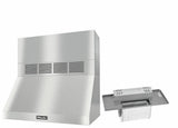 DAR 1230 Set 3 Wall-Mounted Range Hood With Circulation Mode with integrated XL motor including 12" chimney cover.