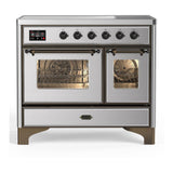 ILVE UMDIB40NR3SSB Majestic III 40 inch Induction Range with 6 Elements, 3.82 cu. ft. Total Oven Capacity (Triple Glass Door, Stainless Steel, Burnished)