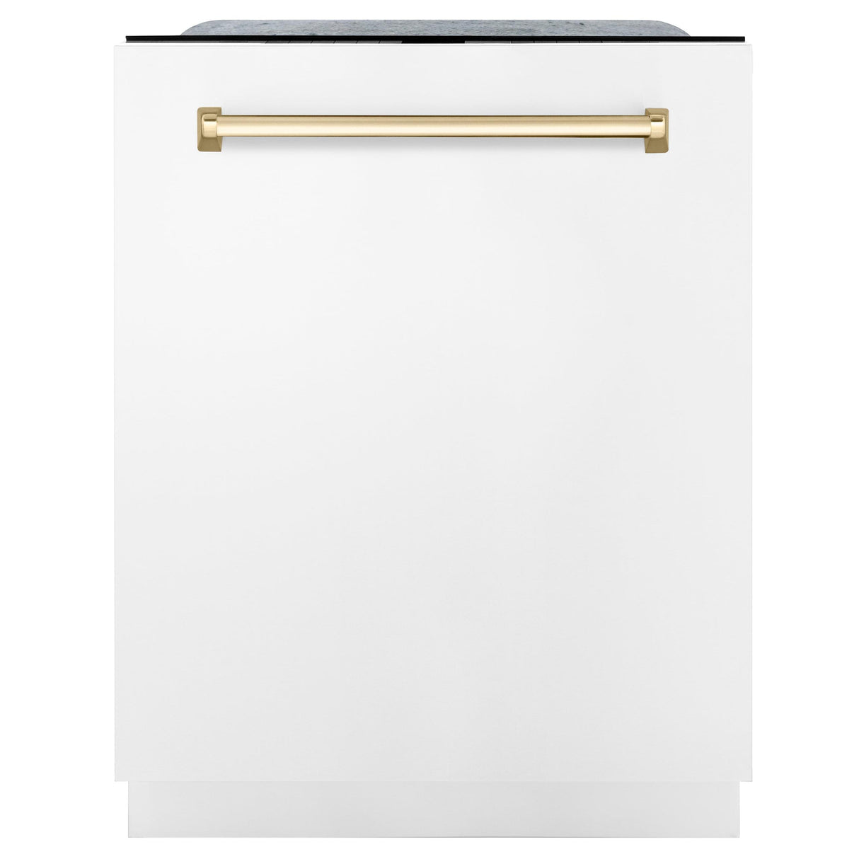 ZLINE 48 in. Autograph Edition Kitchen Package with Stainless Steel Dual Fuel Range with White Matte Door, Range Hood and Dishwasher with Polished Gold Accents (3AKP-RAWMRHDWM48-G)