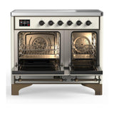 ILVE UMDIB40NR3AWB Majestic III 40 inch Induction Range with 6 Elements, 3.82 cu. ft. Total Oven Capacity (Triple Glass Door, Antique White, Burnished)