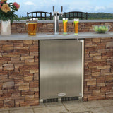 Outdoor 24" Twin Tap Built In Beer Dispenser with Stainless Steel Door - Solid Stainless Steel Door With Lock - Right Hinge