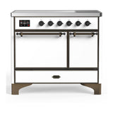 ILVE UMDIB40QNR3WHB Majestic III 40 inch Induction Range with 6 Elements, 3.82 cu. ft. Total Oven Capacity (Solid Door, White, Burnished)