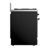 ILVE UM30QNR3BKB Majestic III 30 inch Dual Fuel Range with 5 Black Brass Burners, Dual Function Burner up to 25,000 BTU (Natural Gas, Solid Door, Glossy Black, Burnished)