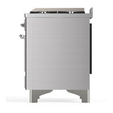 ILVE UM60FQNR3SSCLP Majestic III 60 inch Dual Fuel Range with 9 Burners and Griddle, Dual Function Burner up to 25,000 BTU (Liquid Propane, Solid Door, Stainless Steel, Chrome)